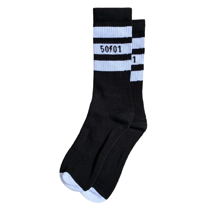 50to01 Black & White Race Stripe Socks