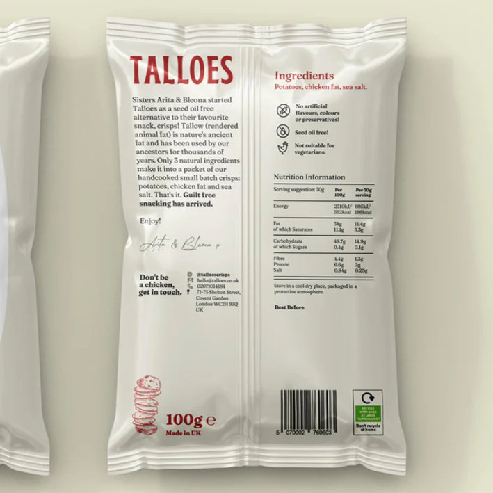 Chicken Tallow Sea Salt Potato Crisps