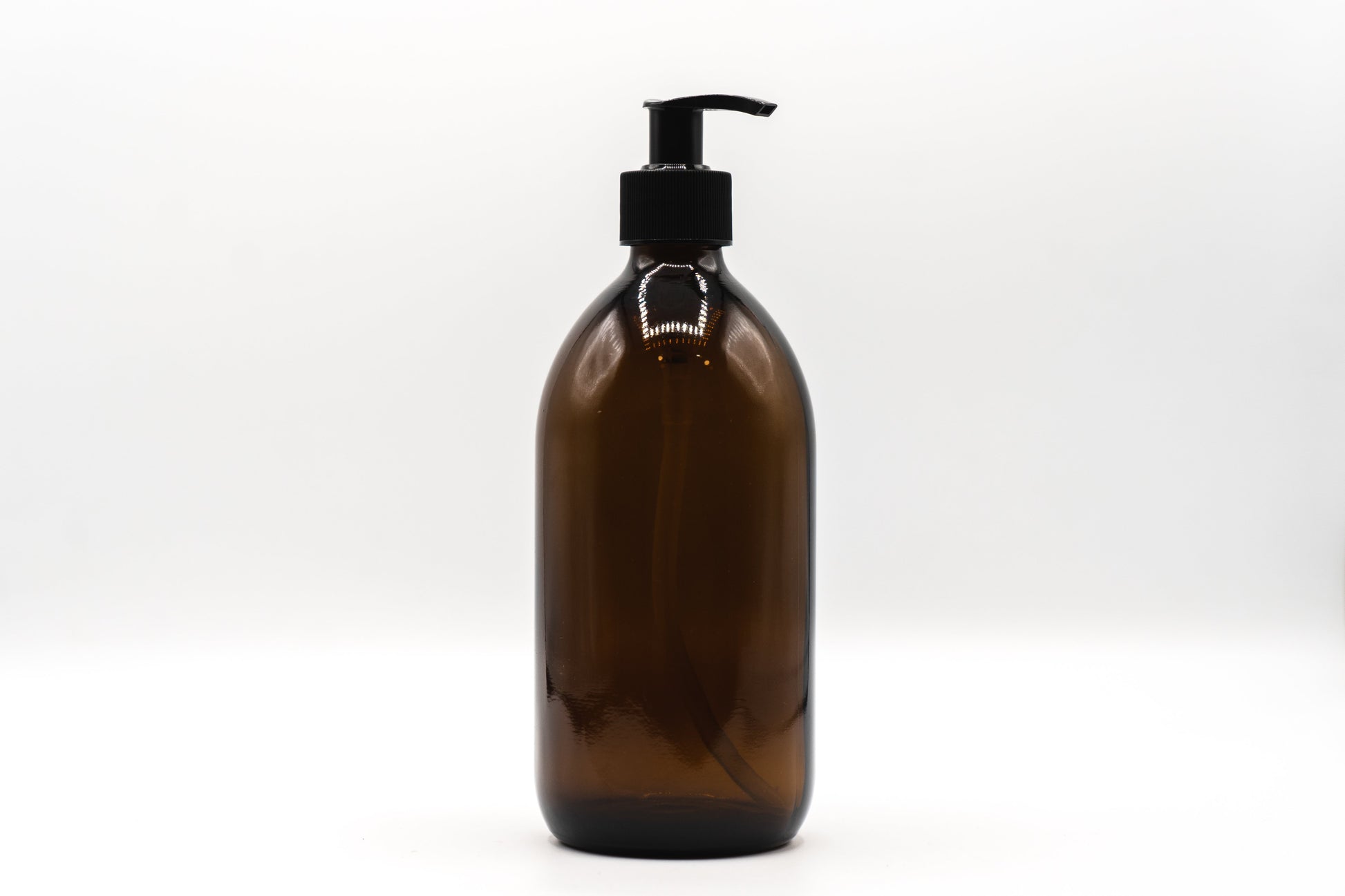 sustainable zero-waste amber glass pump bottle